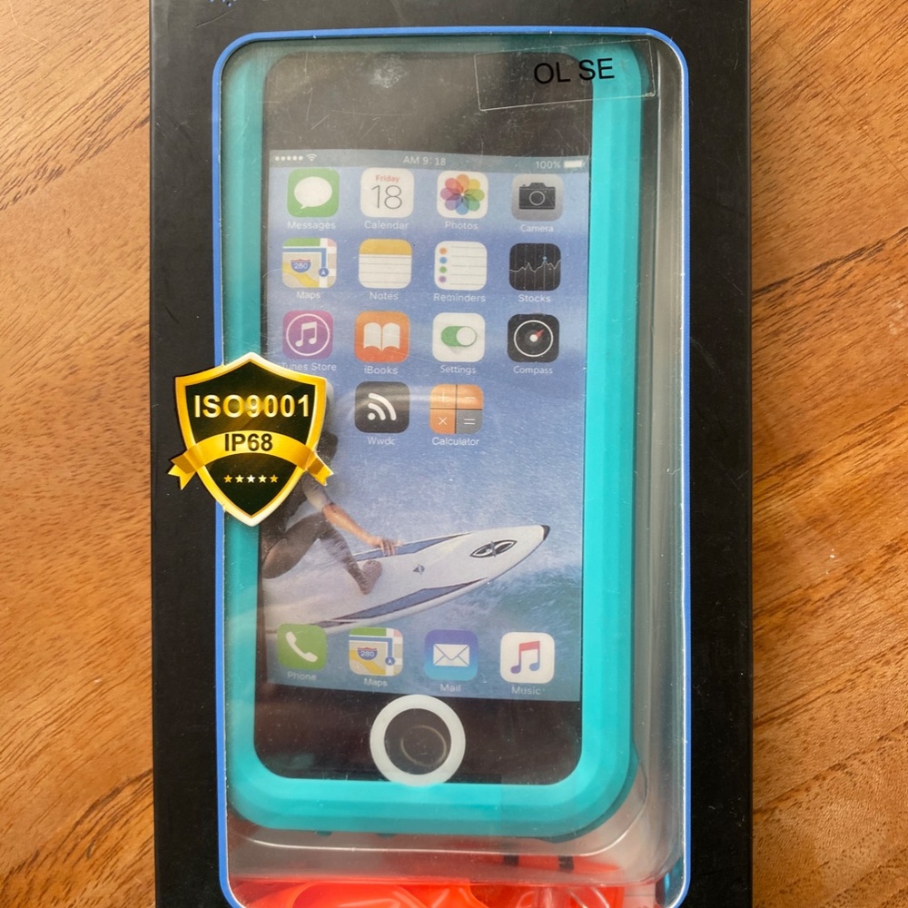 WATERPROOF iPhone case/5-5S/SE/floating strap aqua